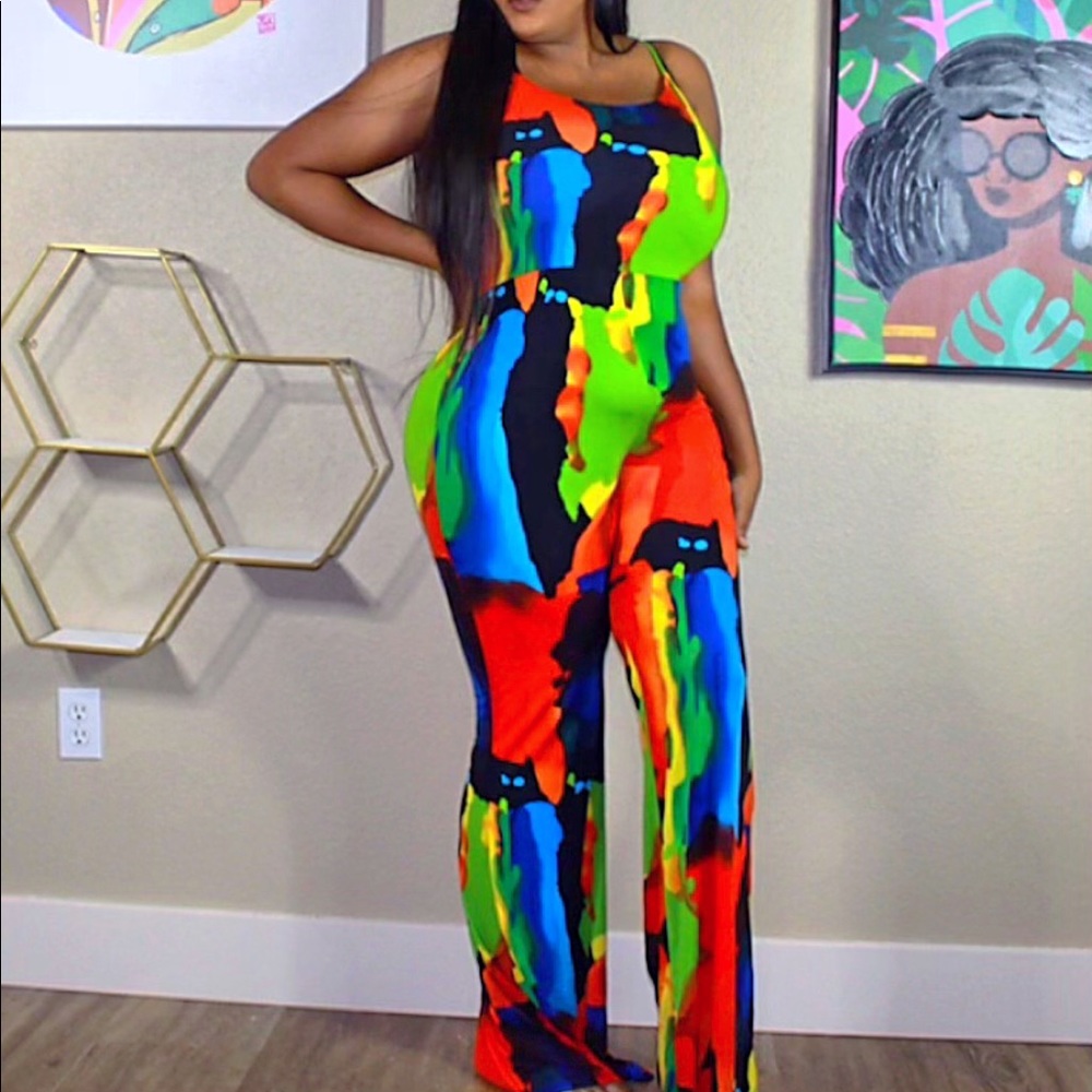 Vibrant plus size jumpsuit